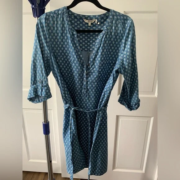 fatface denim dress Fat Face Chest Pocket Button Front Chambray Denim Mini Shirt Dress Blue Size 6